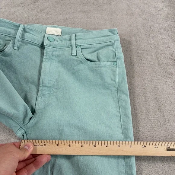 Mother The Insider Crop Step Fray Jeans in Lagoon Women 28 Raw Cut Hem USA Made - Picture 12 of 14